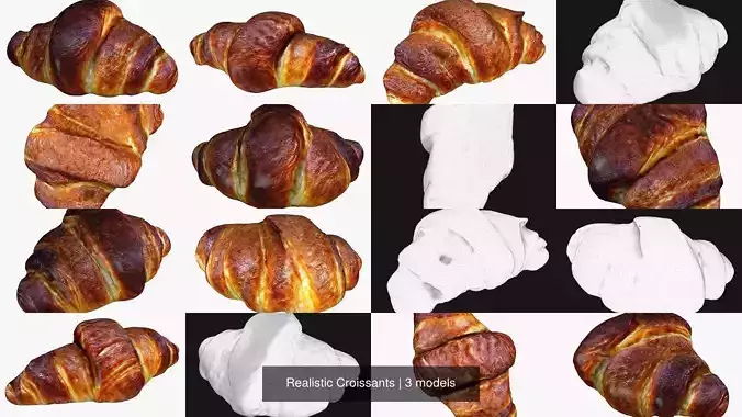 Realistic Croissants 3D Model Collection