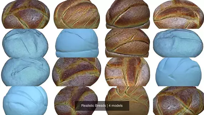 Realistic Breads 3D Model Collection
