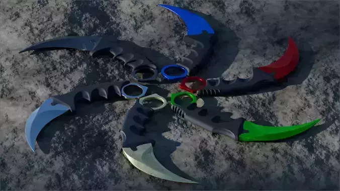 Karambit pack Free low-poly 3D model