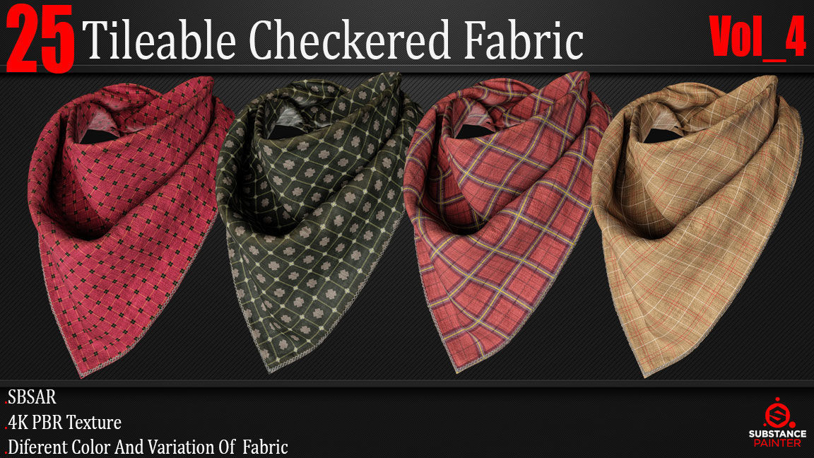 25 Tileable checkered Fabric Materials 4K PBR Textures Vol 4 Texture_2