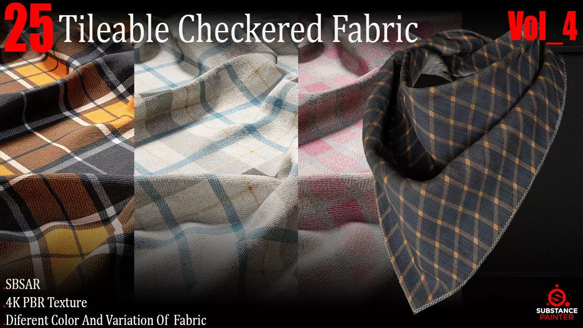 25 Tileable checkered Fabric Materials 4K PBR Textures Vol 4 Texture_0