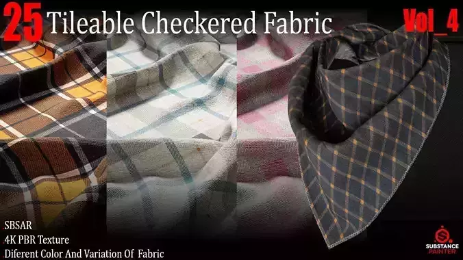 25 Tileable checkered Fabric Materials 4K PBR Textures Vol 4