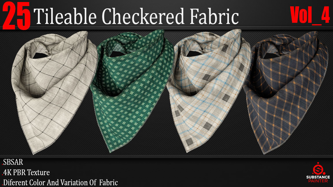 25 Tileable checkered Fabric Materials 4K PBR Textures Vol 4 Texture_1
