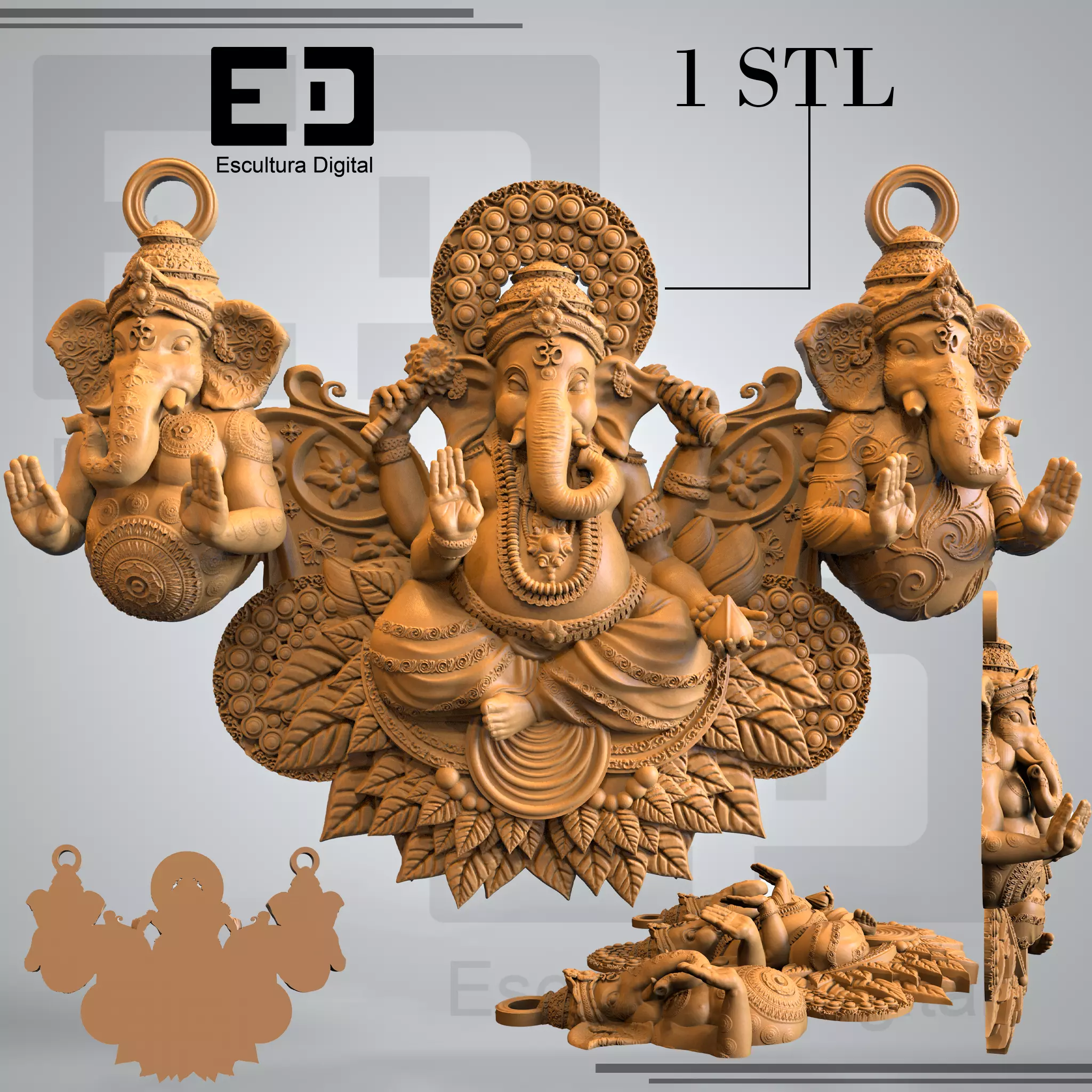 Collar de Ganesha 3D print model_0