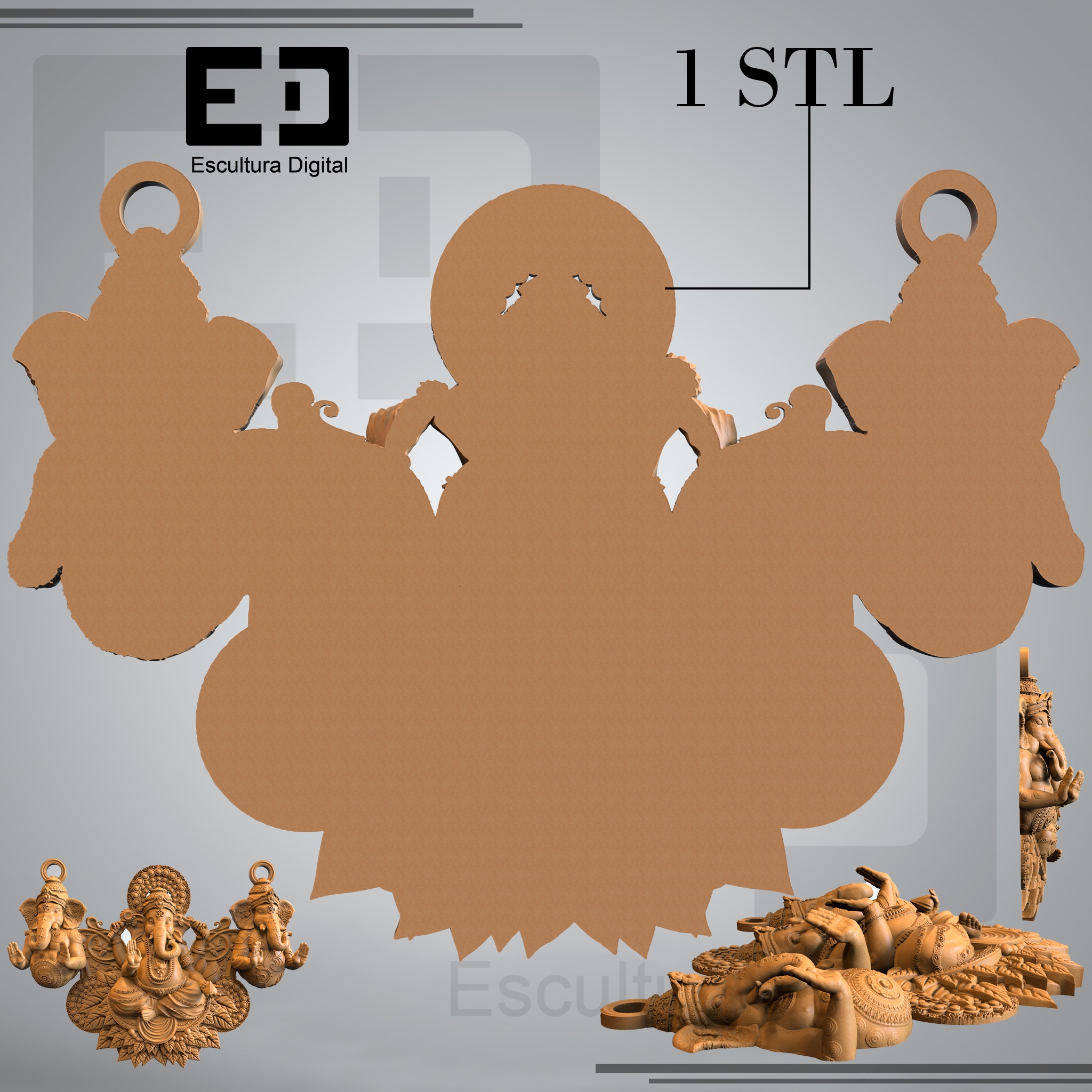 Collar de Ganesha 3D print model_3