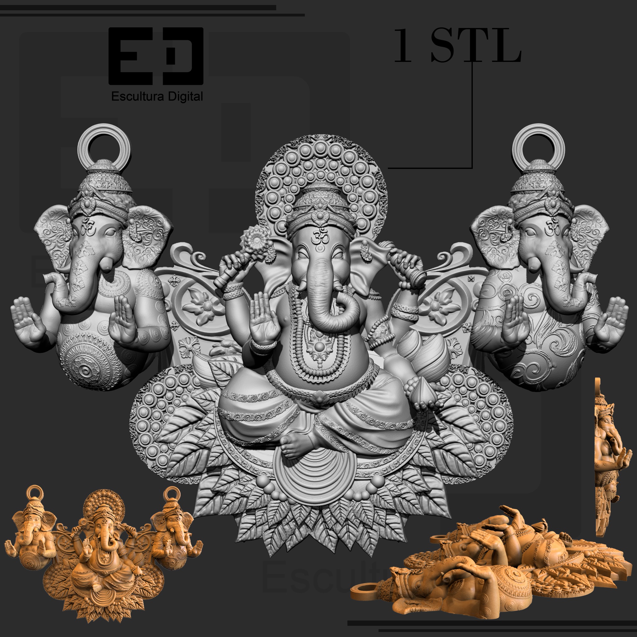 Collar de Ganesha 3D print model_4