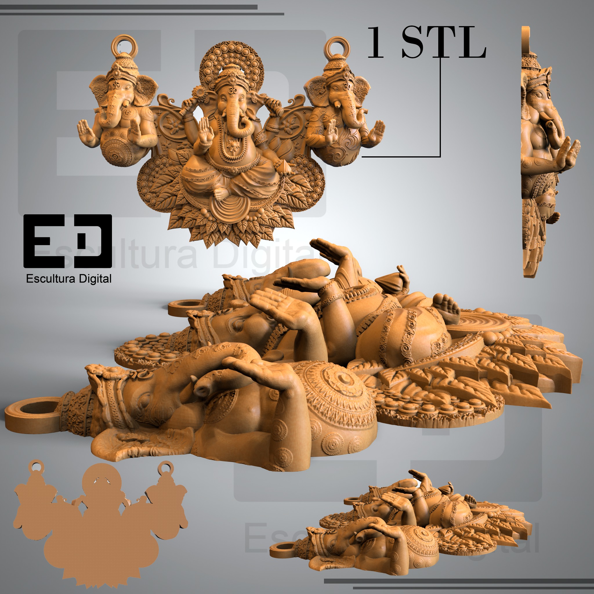 Collar de Ganesha 3D print model_1