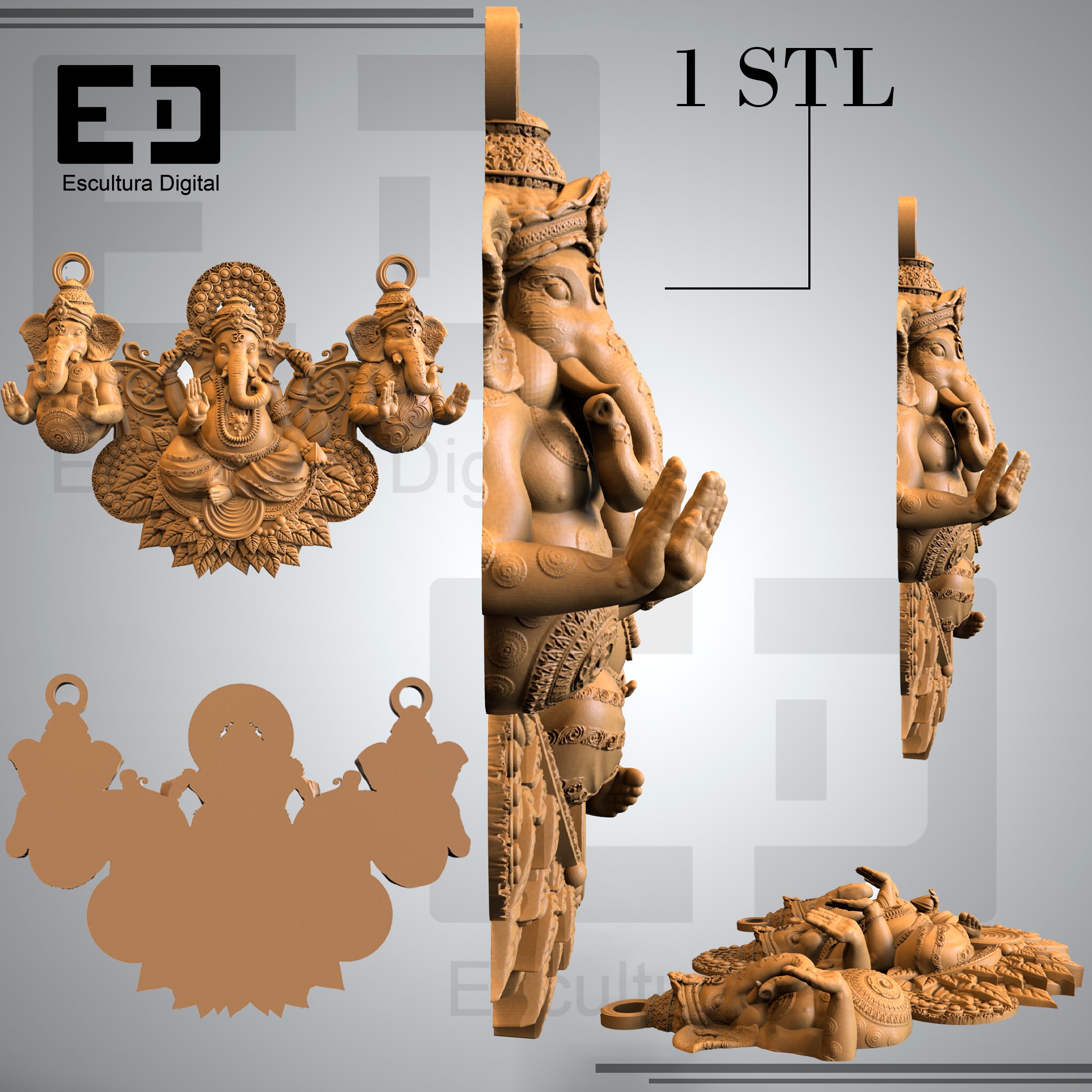 Collar de Ganesha 3D print model_2
