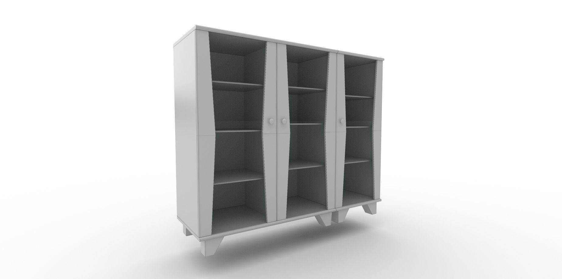 Bookshelf Type A Low-poly 3D model_2