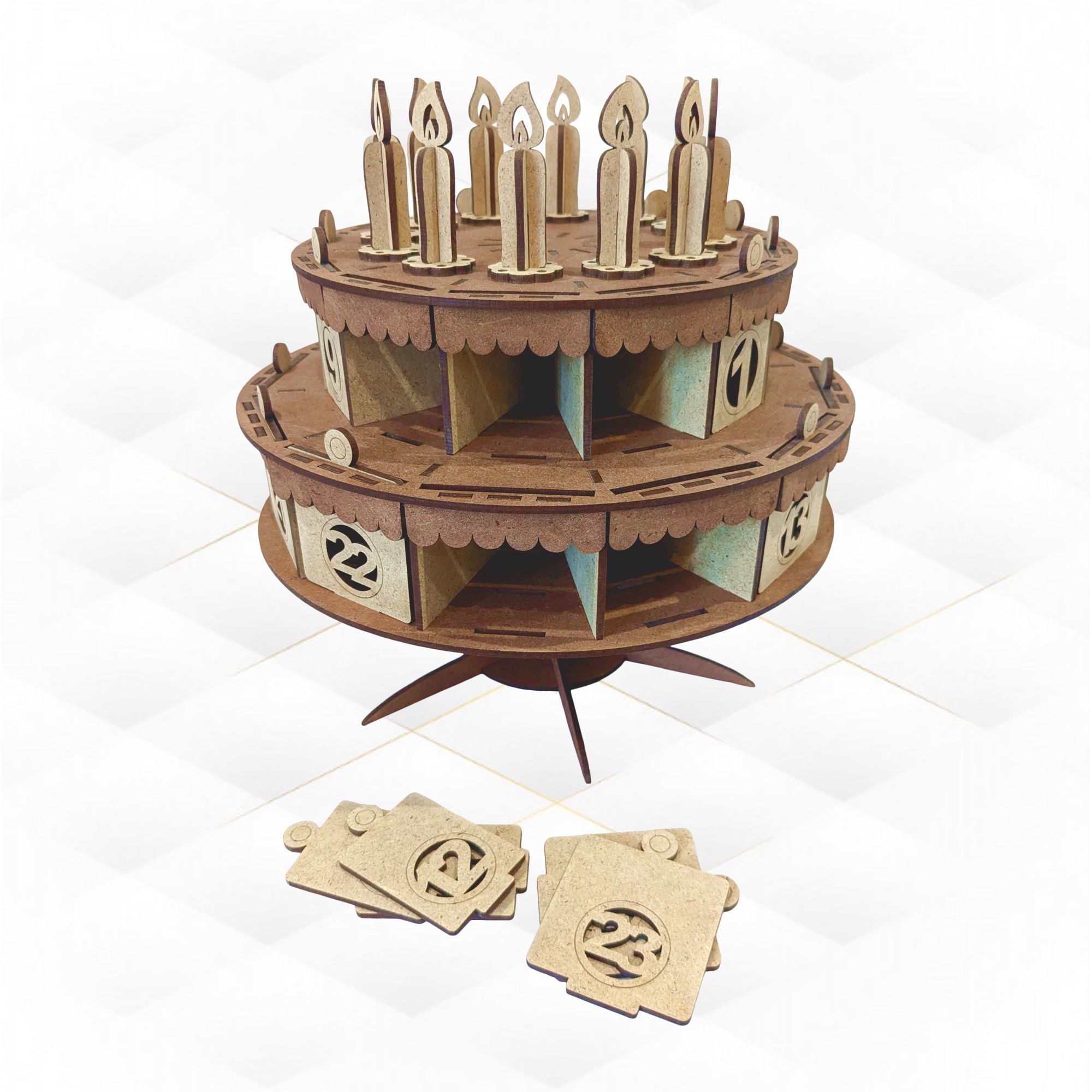 Advent calendar Cake laser cut design 3D print model_4