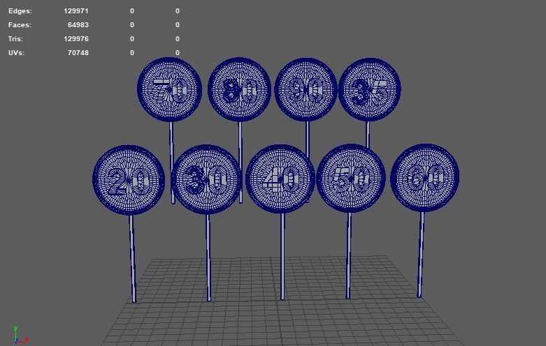 Speed Limit Sign 3D model_9