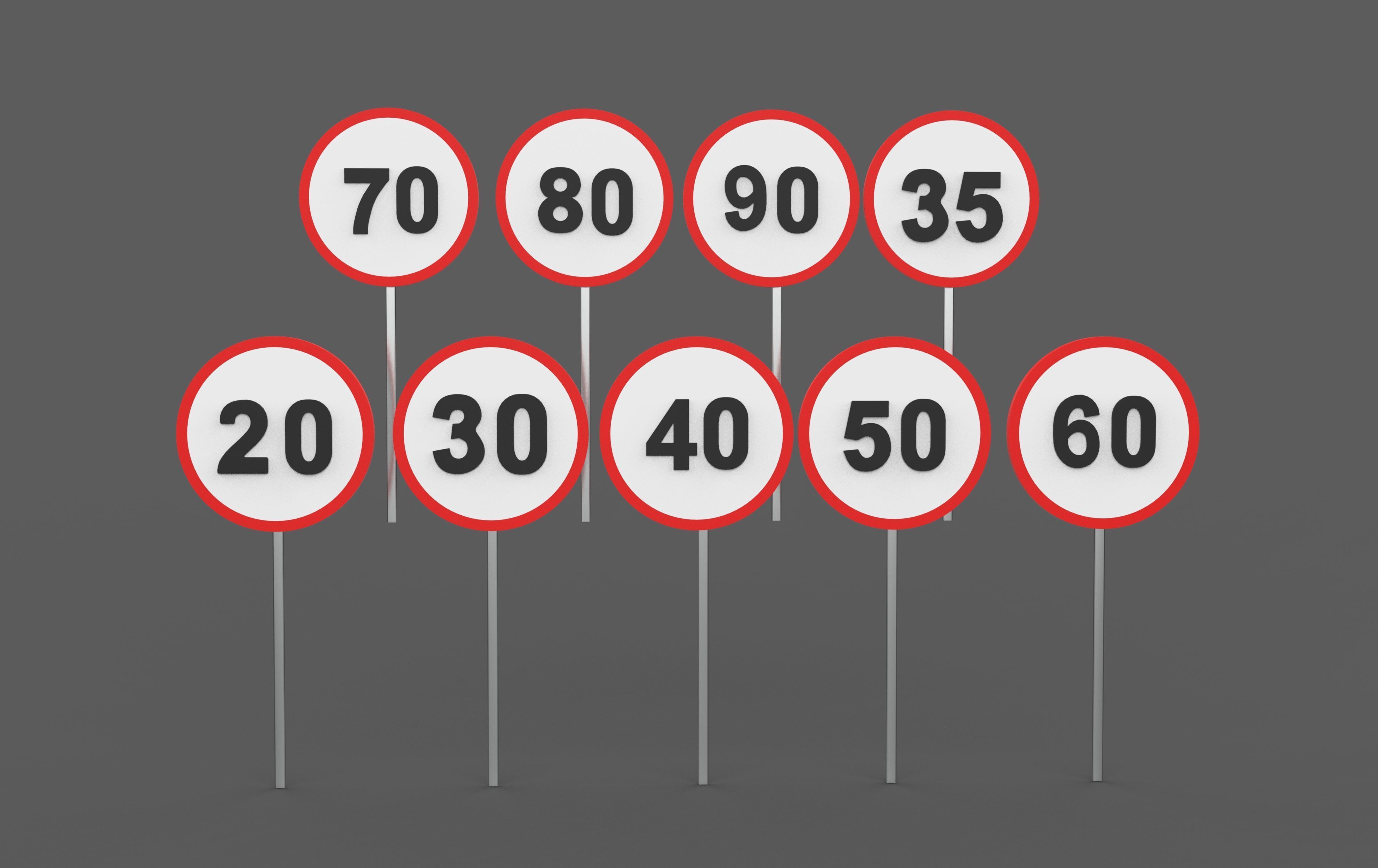 Speed Limit Sign 3D model_4
