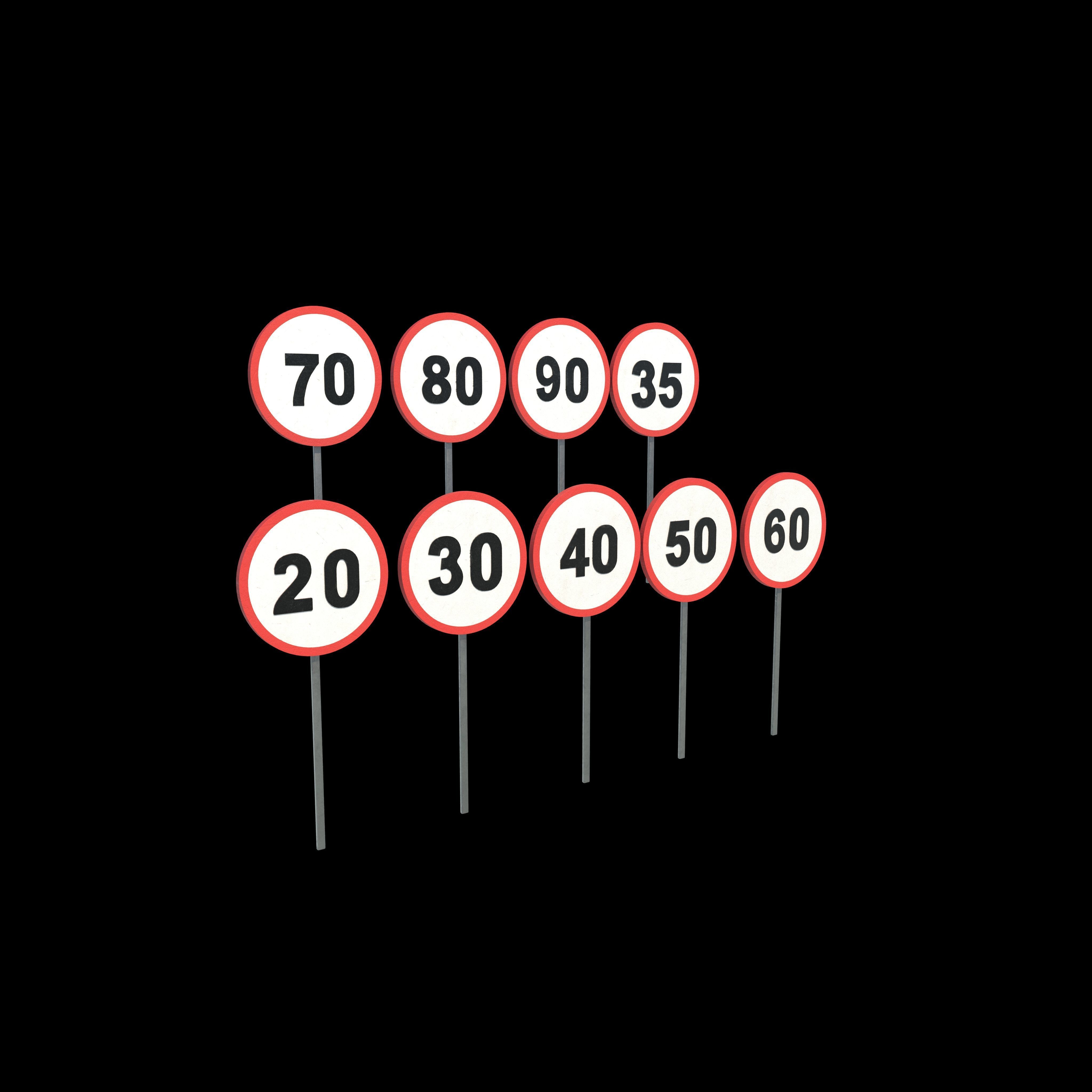 Speed Limit Sign 3D model_8
