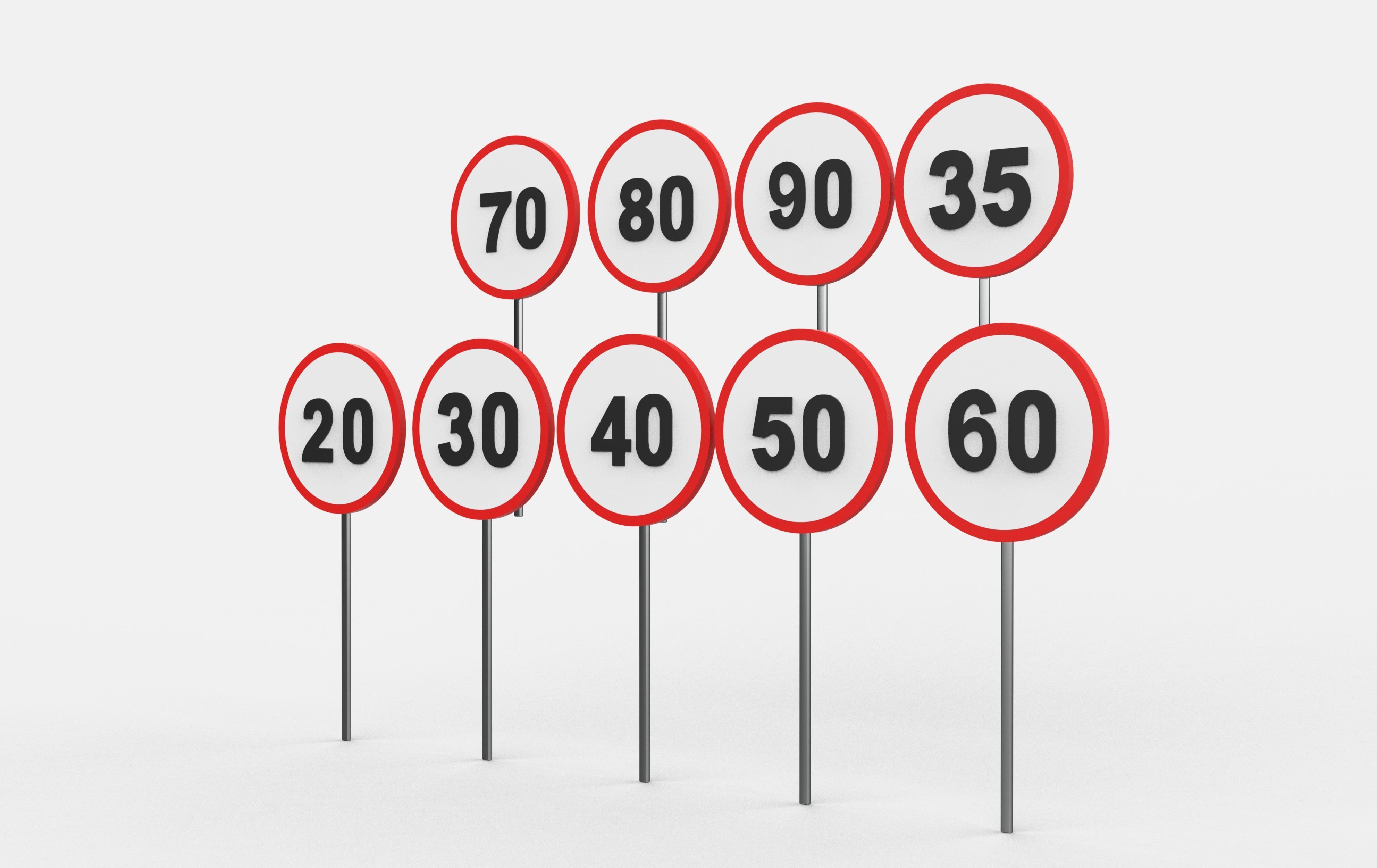 Speed Limit Sign 3D model_3
