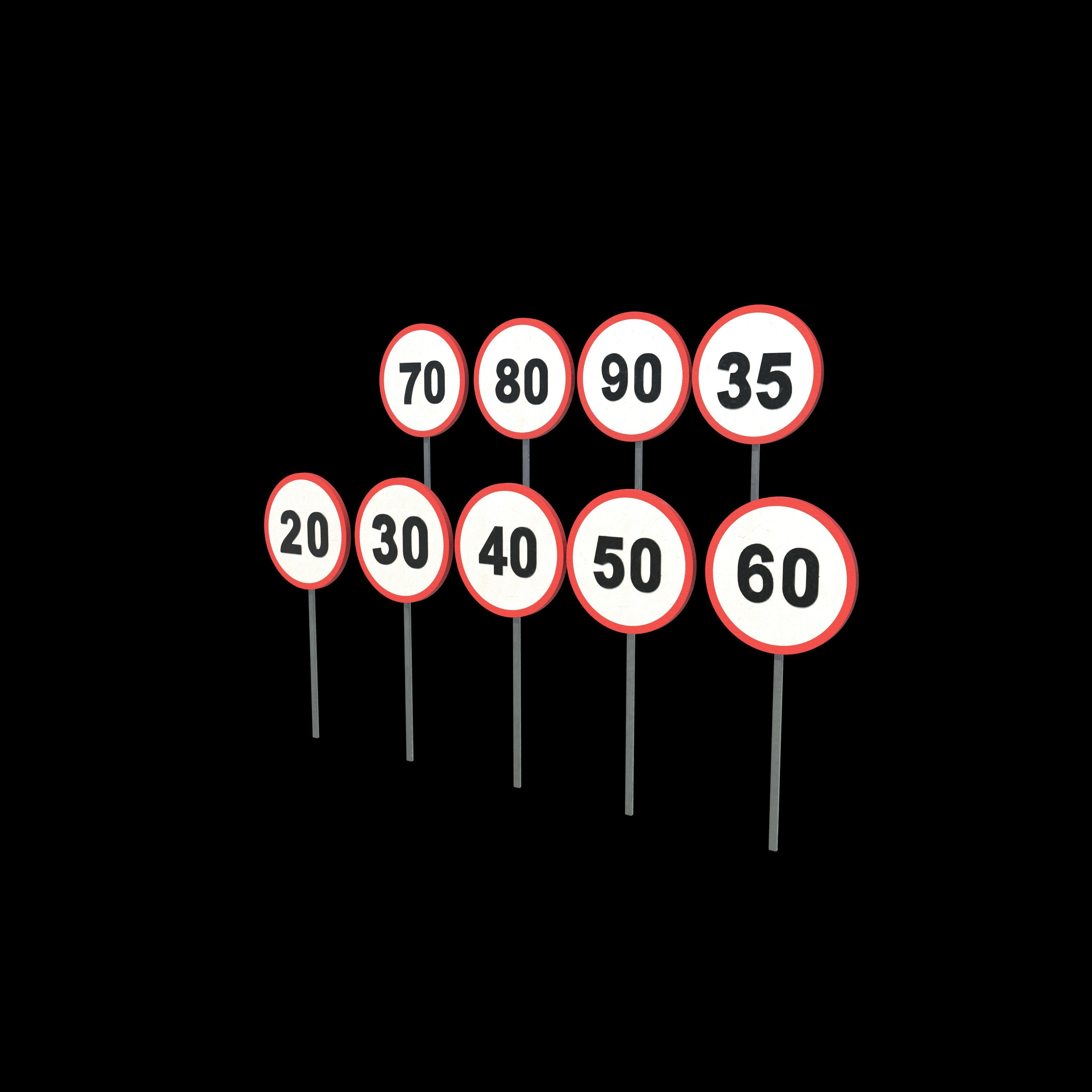 Speed Limit Sign 3D model_2