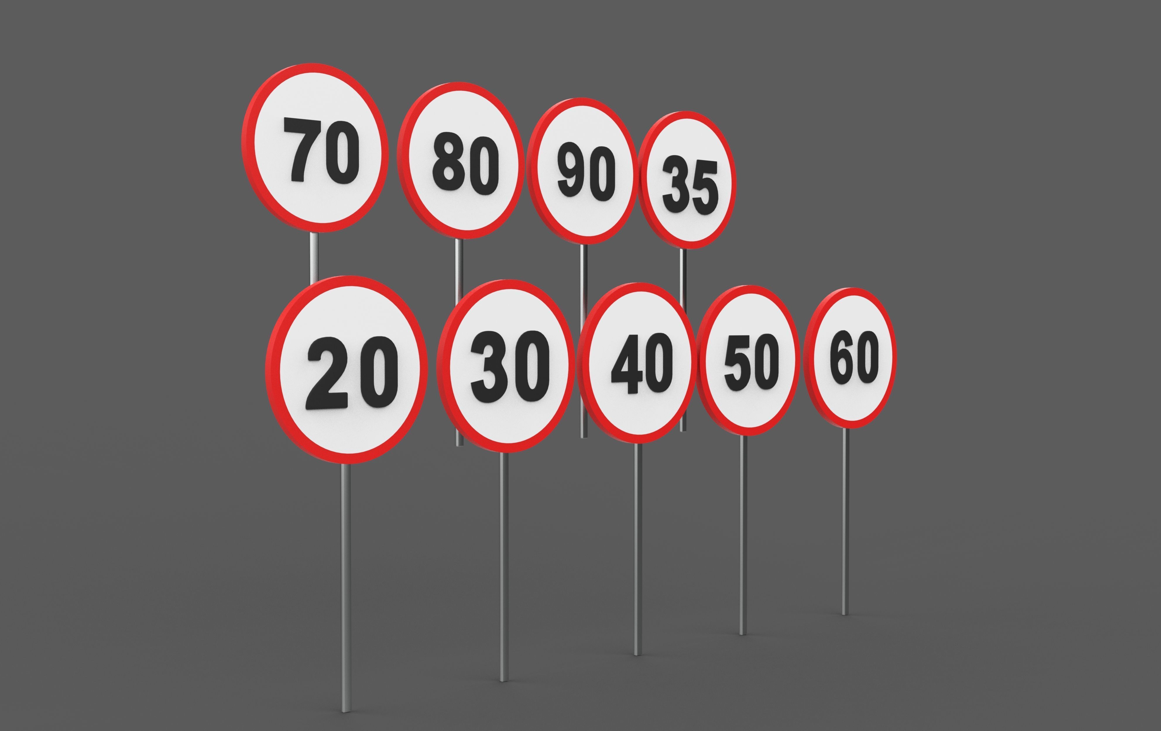 Speed Limit Sign 3D model_6