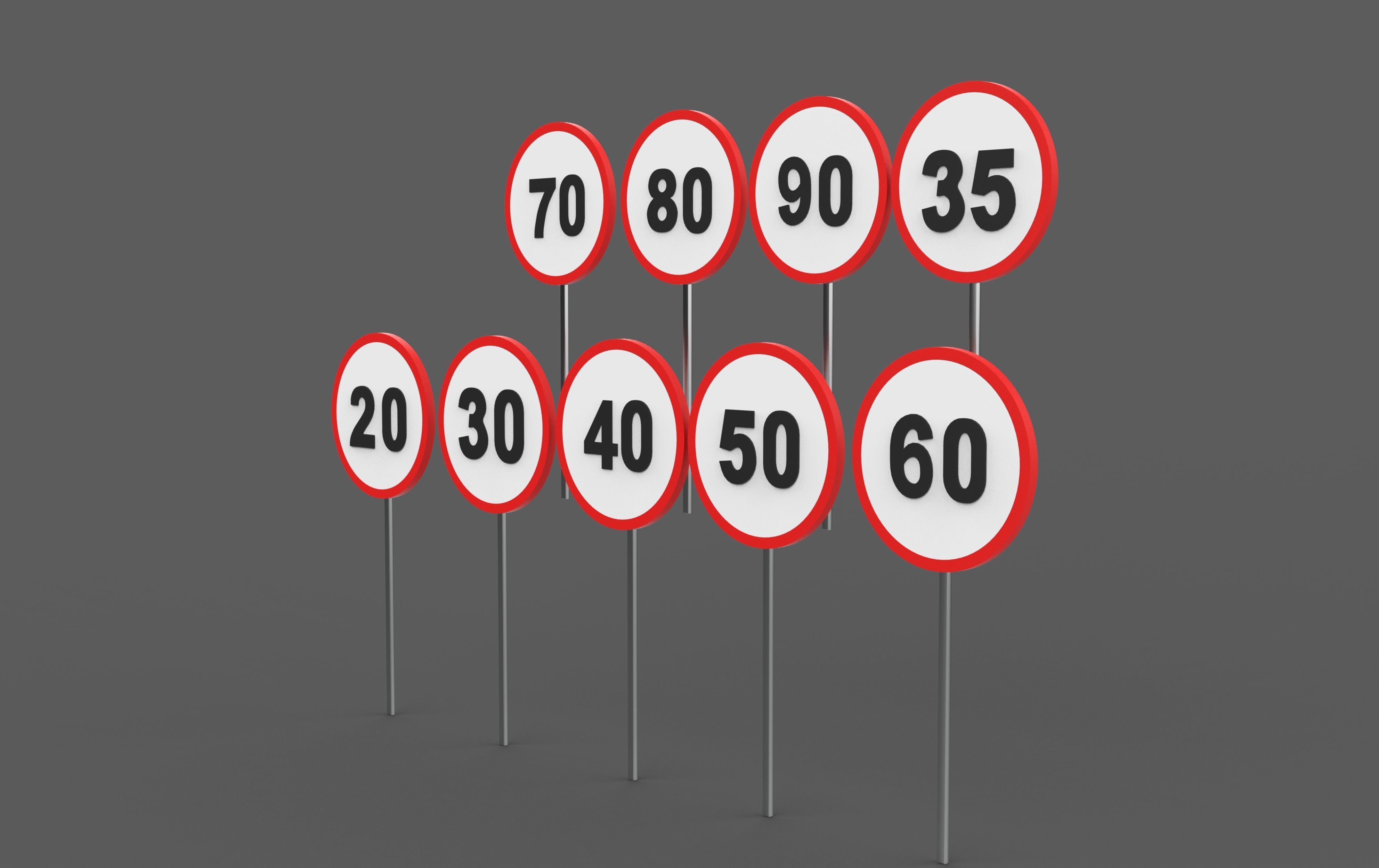 Speed Limit Sign 3D model_5
