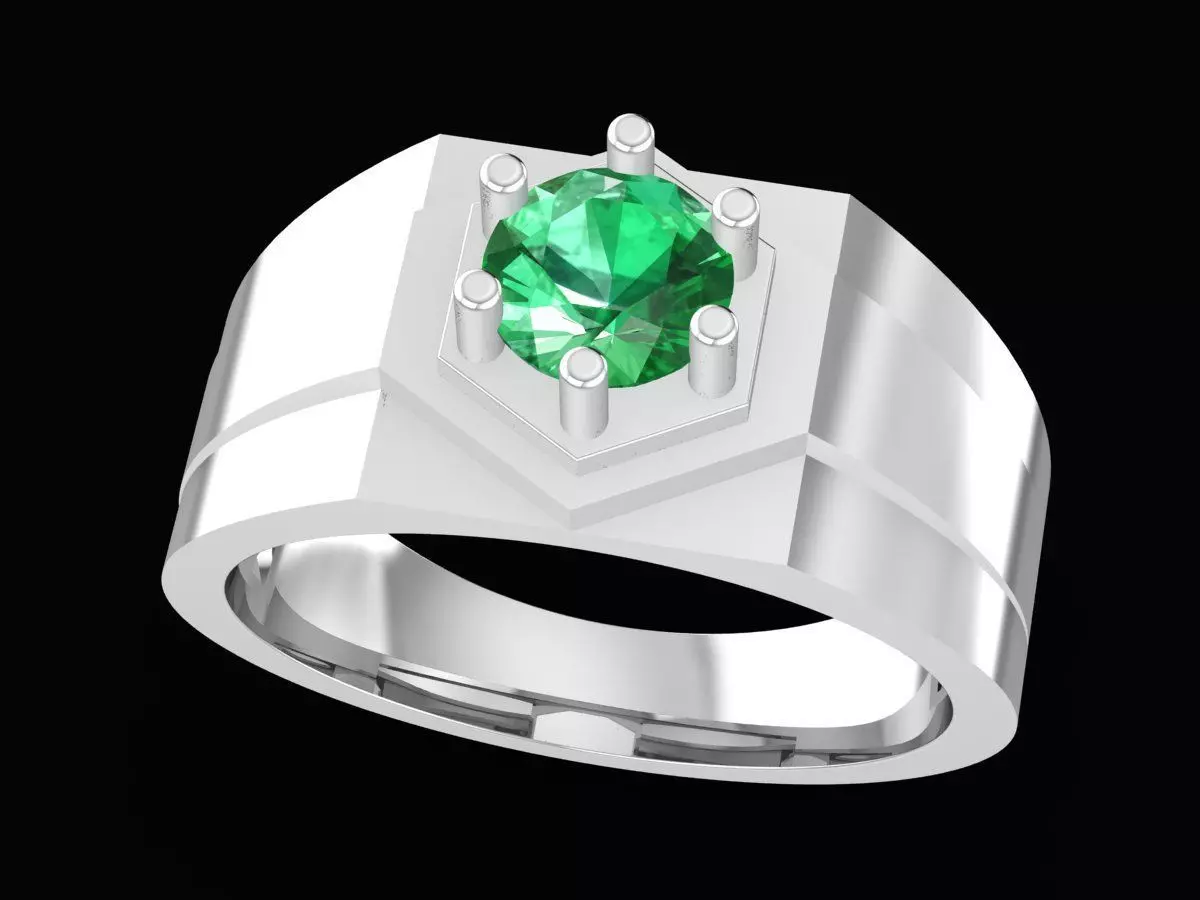 Modern Solitaire Diamond Ring for Men 6010 3D print model