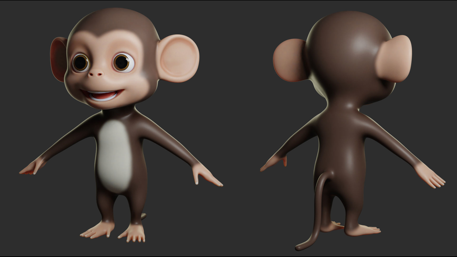 Monkey Cartoon Low-poly 3D model_4
