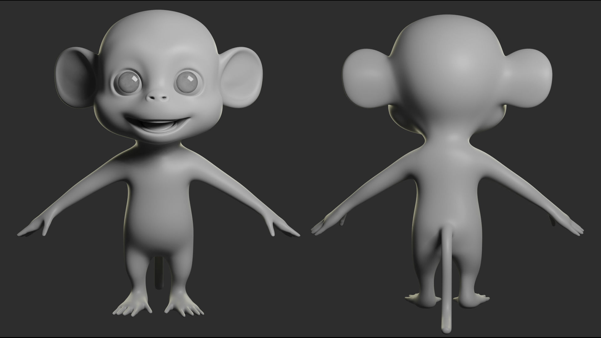 Monkey Cartoon Low-poly 3D model_2