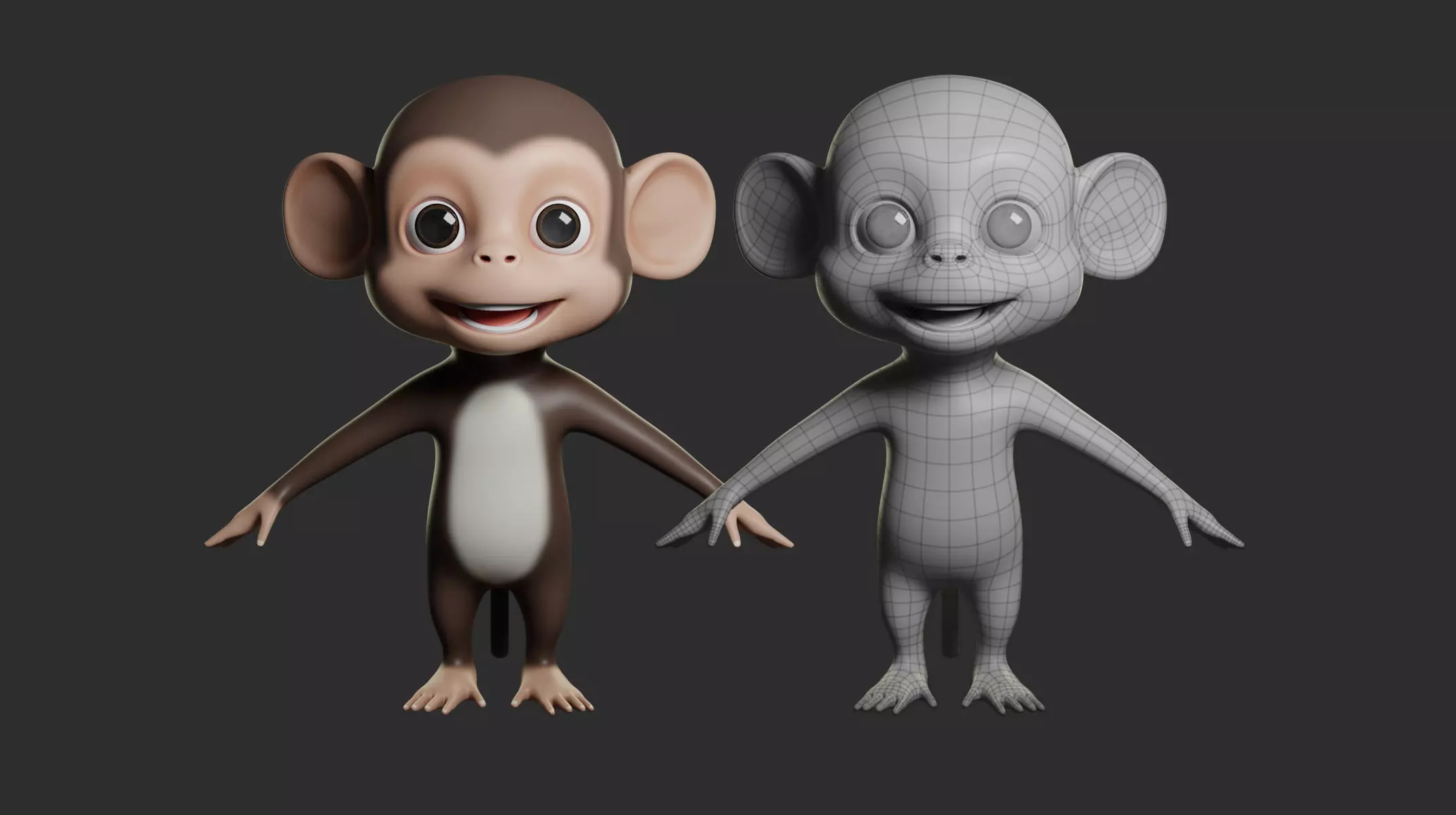 Monkey Cartoon Low-poly 3D model_0