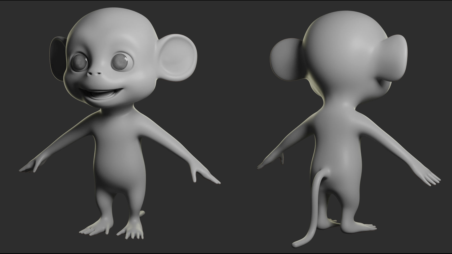 Monkey Cartoon Low-poly 3D model_5