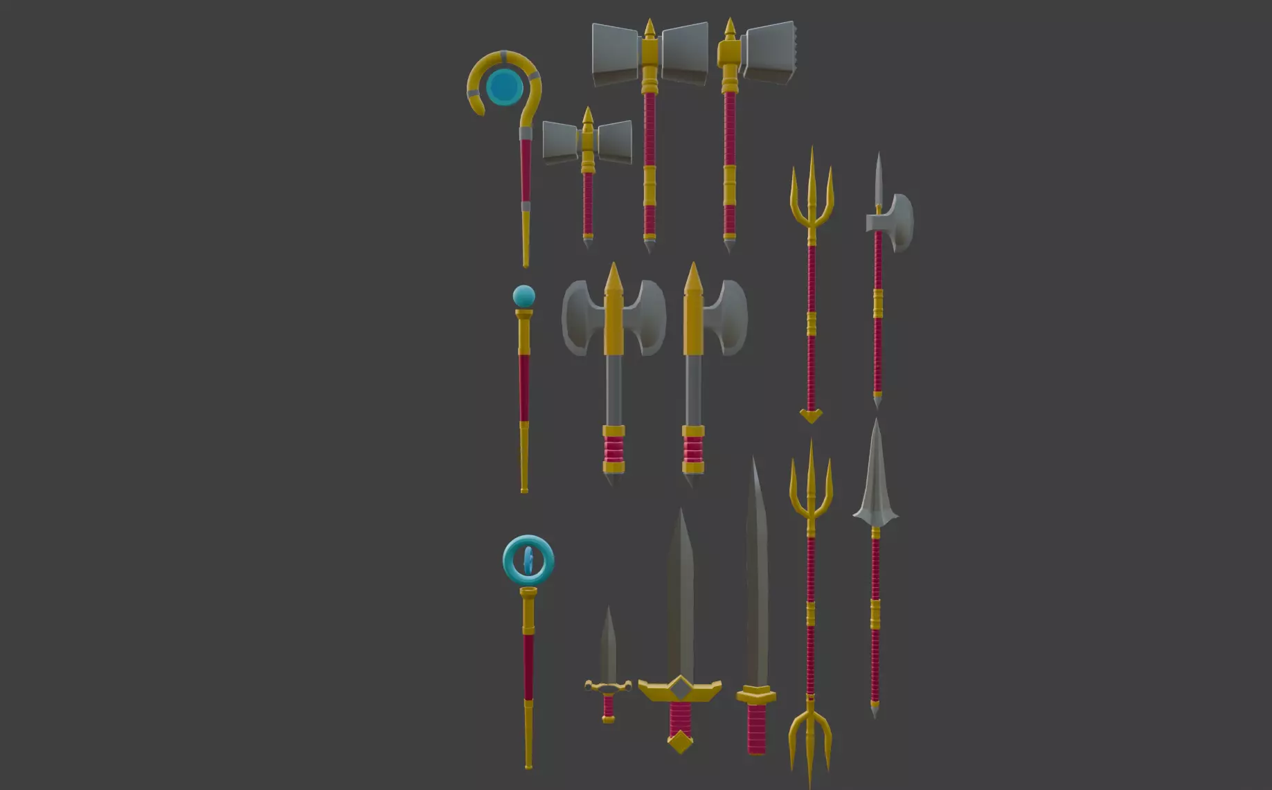 Low Poly Medieval Weapons Collection Low-poly 3D model_0