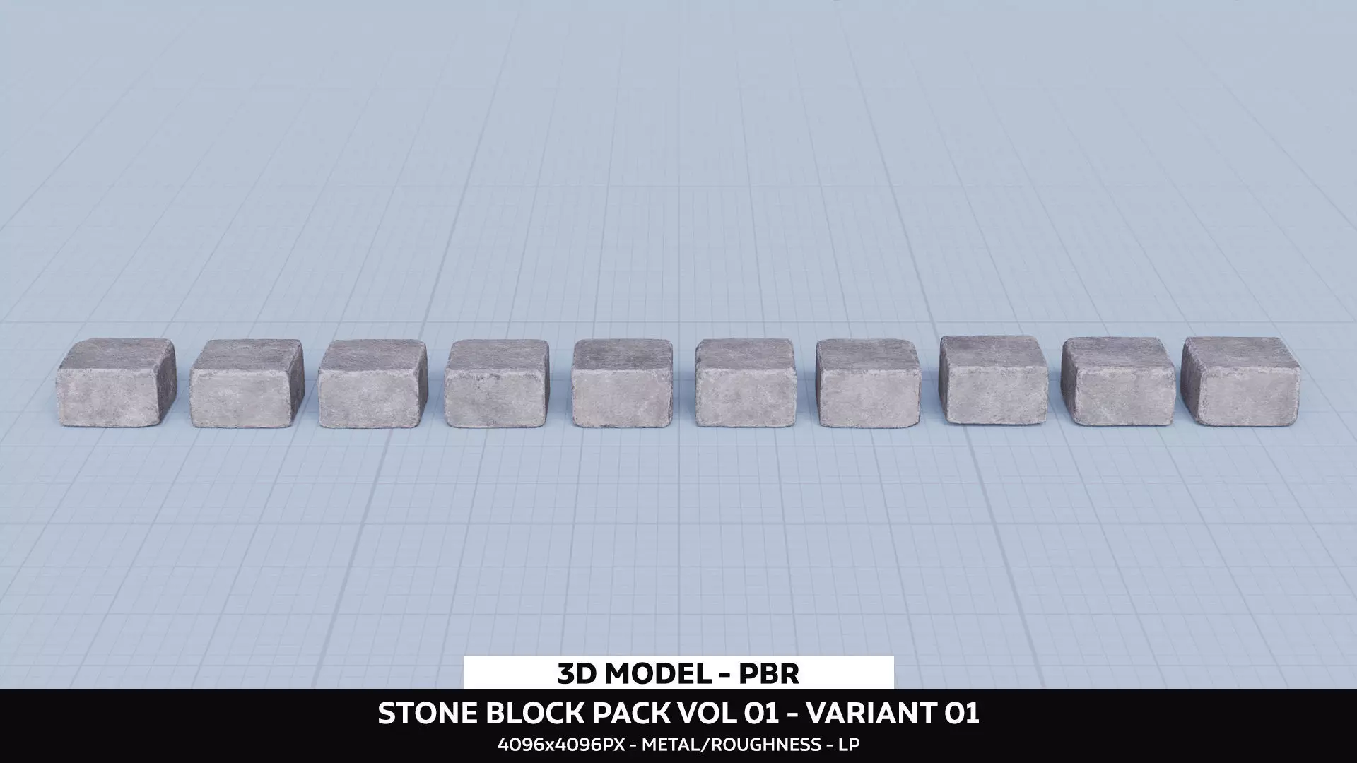 Stone Block Pack Vol 01 - Variant 01 Low-poly 3D model_0
