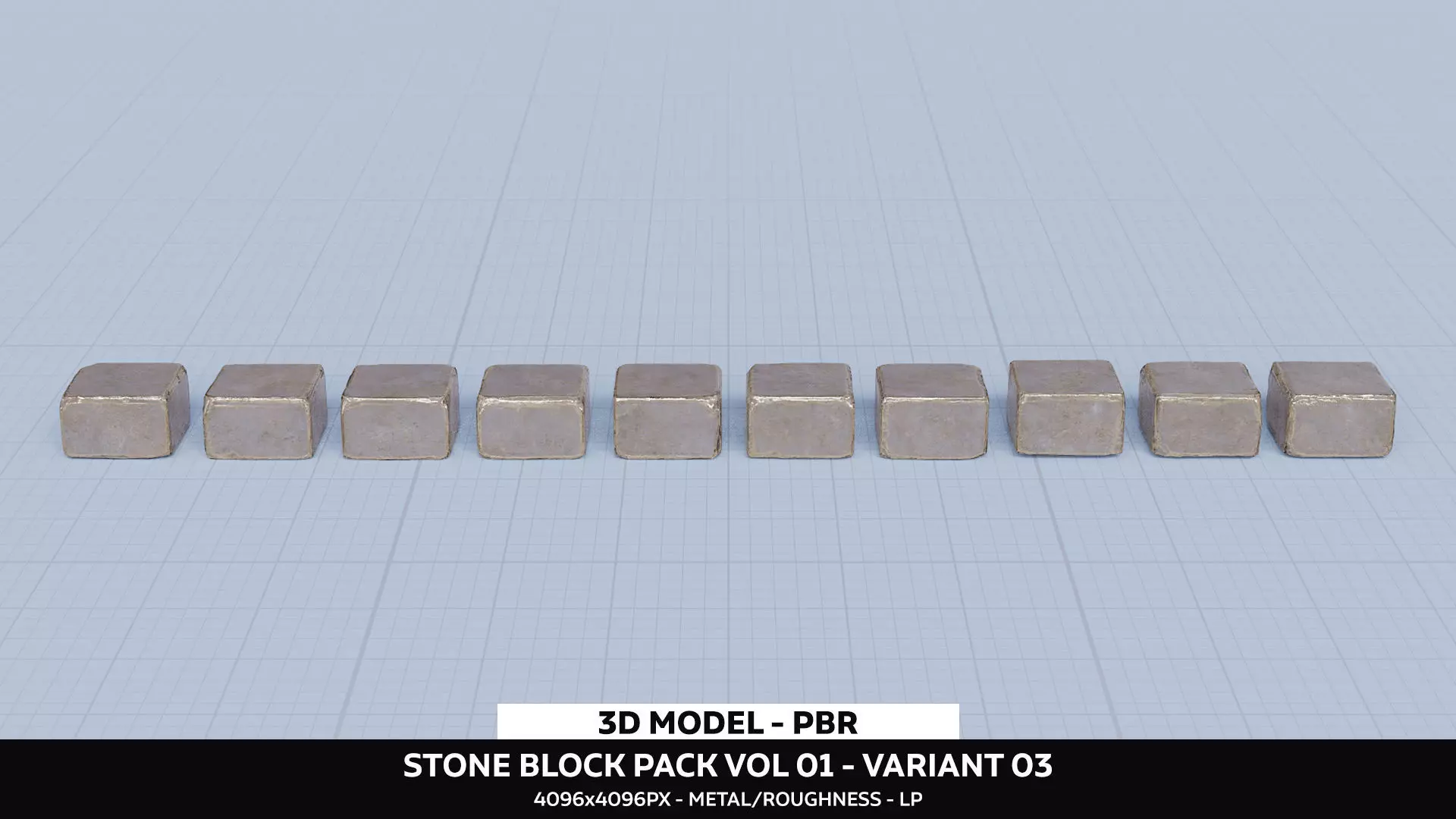 Stone Block Pack Vol 01 - Variant 03 Low-poly 3D model_0