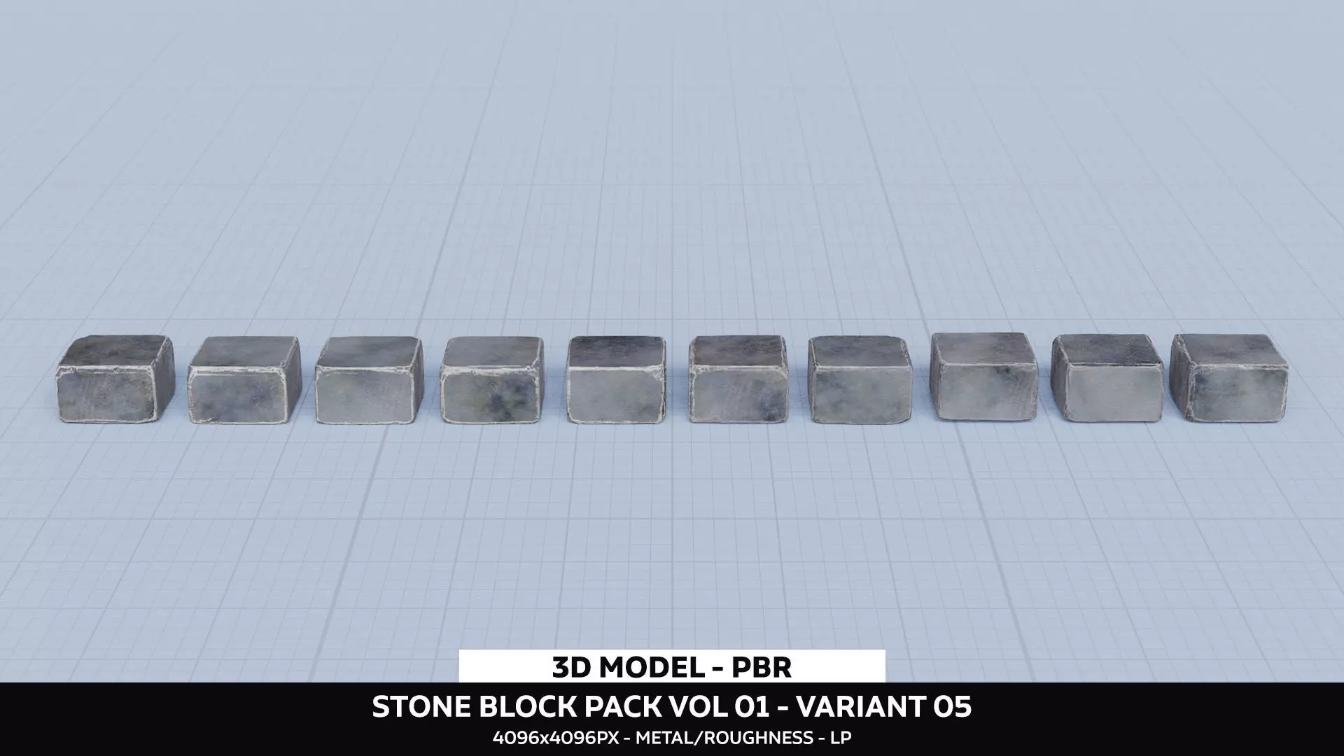 Stone Block Pack Vol 01 - Variant 05 Low-poly 3D model_0