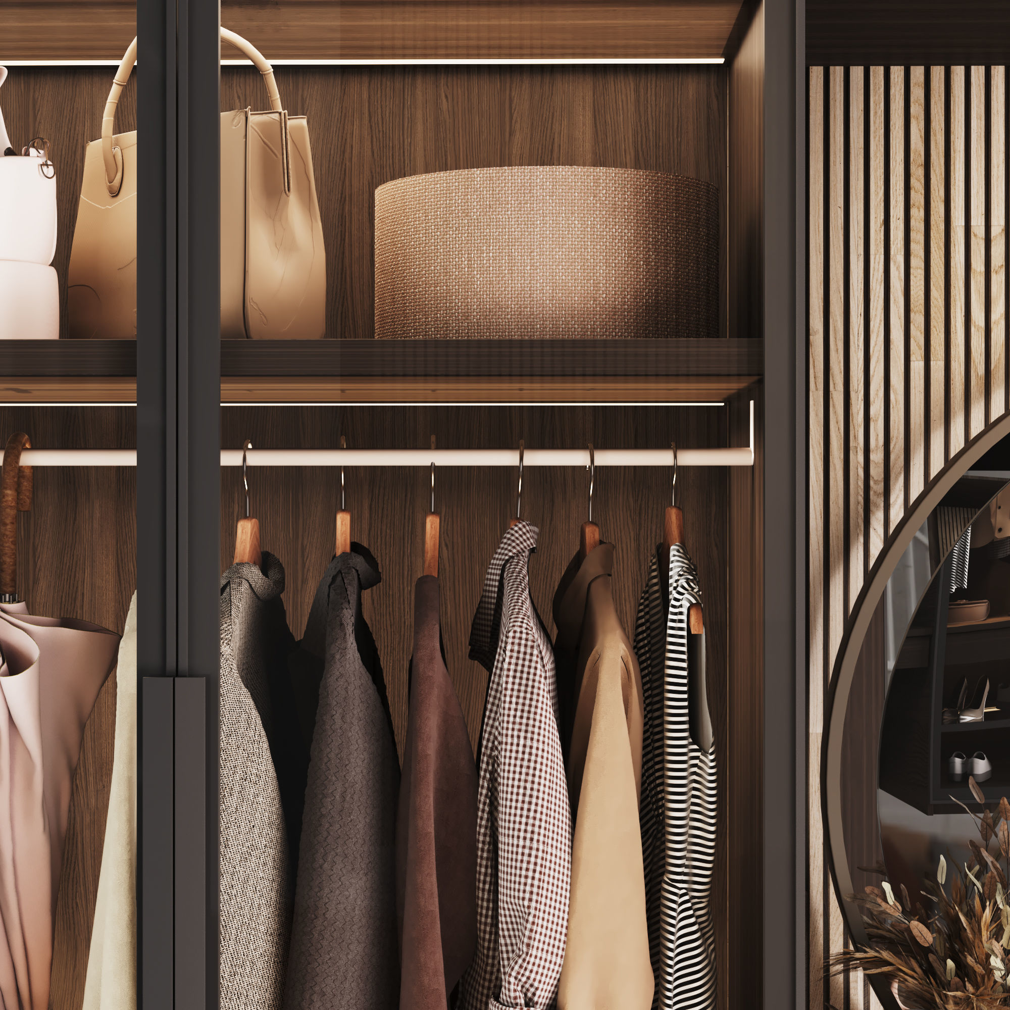 Wardrobe with mirror in the hallway 3D model_2