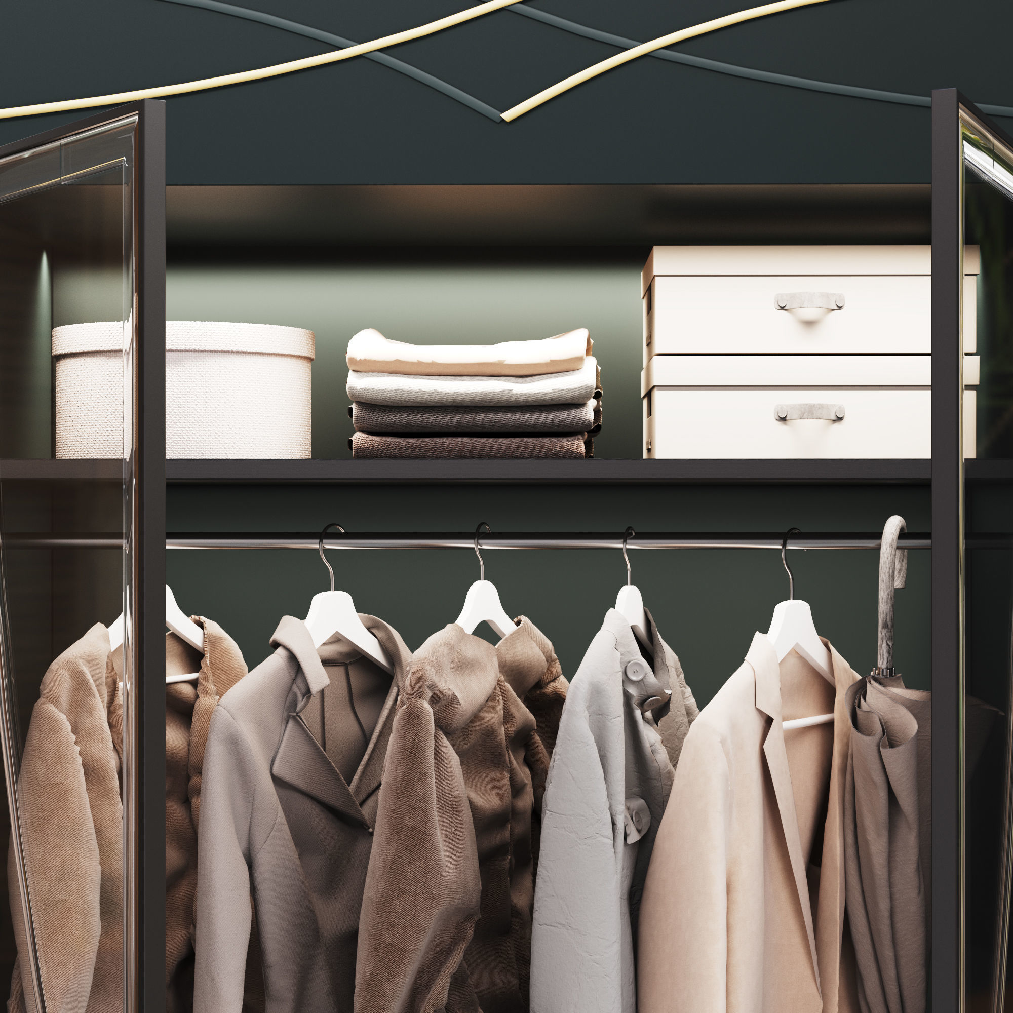 Hallway wardrobe with dressing table 3D model_2