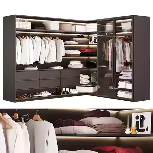 Corner wardrobe with glass doors