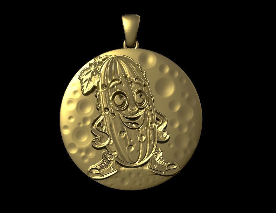 Cute Smiling Cucumber Pendant 3D print model_1