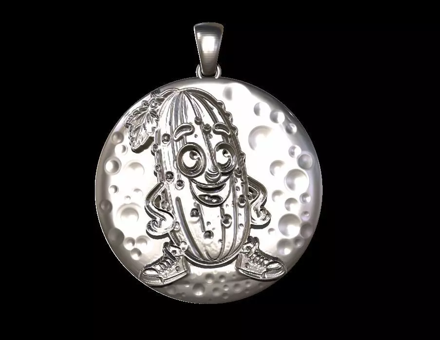 Cute Smiling Cucumber Pendant 3D print model_0
