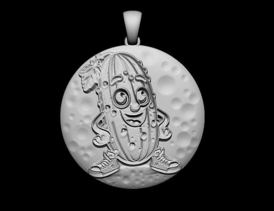 Cute Smiling Cucumber Pendant 3D print model_2