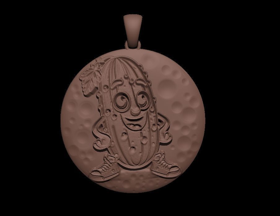 Cute Smiling Cucumber Pendant 3D print model_4
