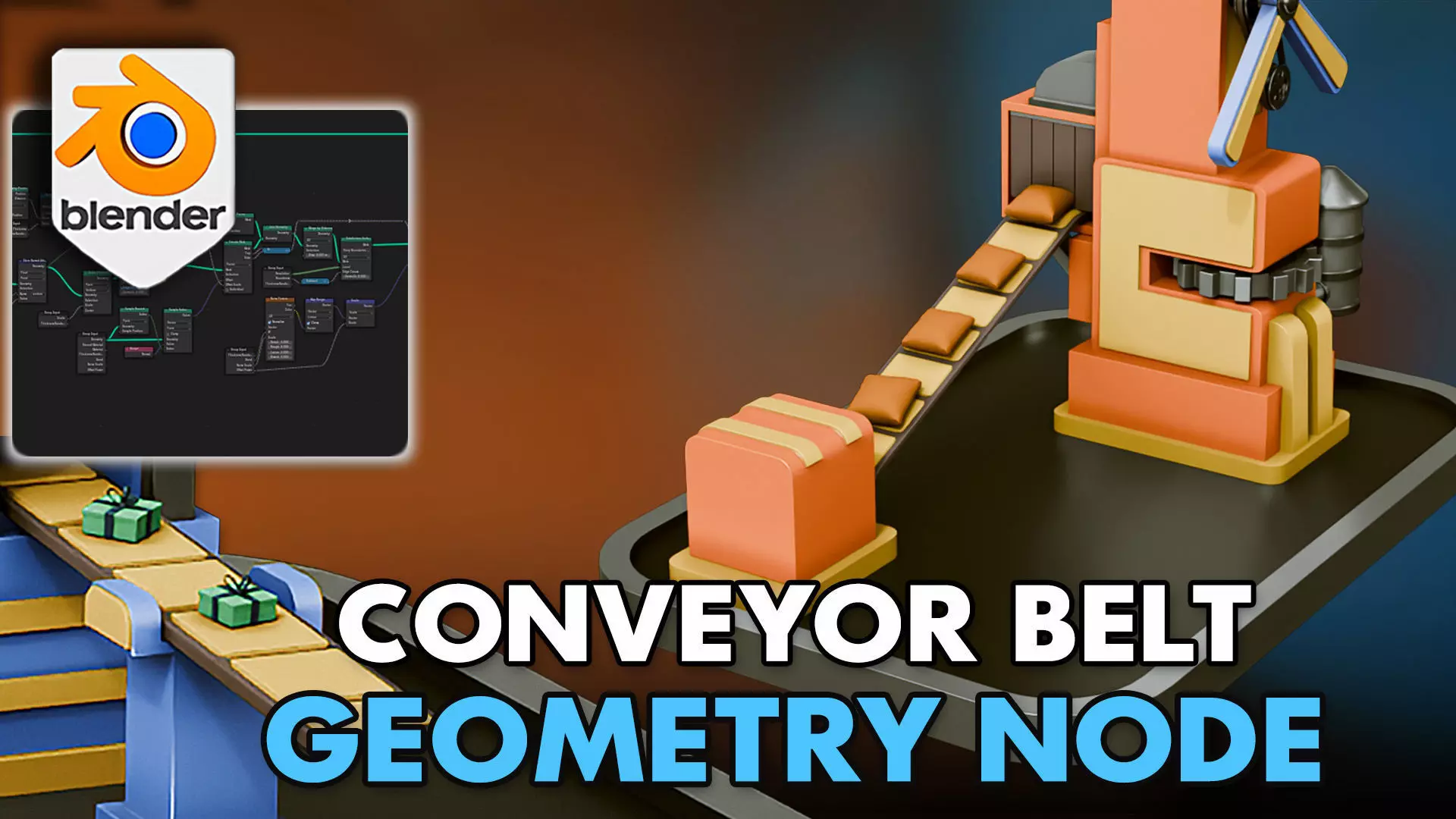 3D Tudor Conveyor Belt Geometry Node for Blender 3D model_0