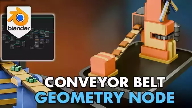 3D Tudor Conveyor Belt Geometry Node for Blender