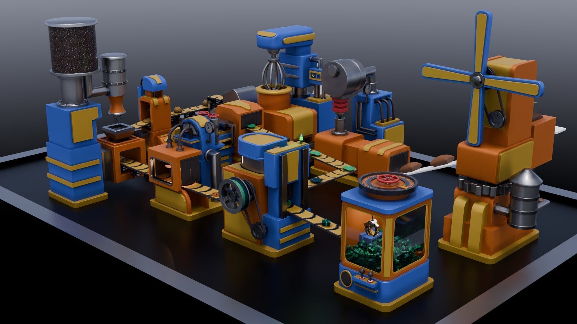 3D Tudor Conveyor Belt Geometry Node for Blender 3D model_2