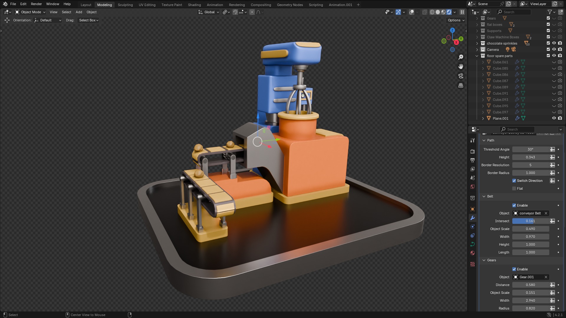 3D Tudor Conveyor Belt Geometry Node for Blender 3D model_5