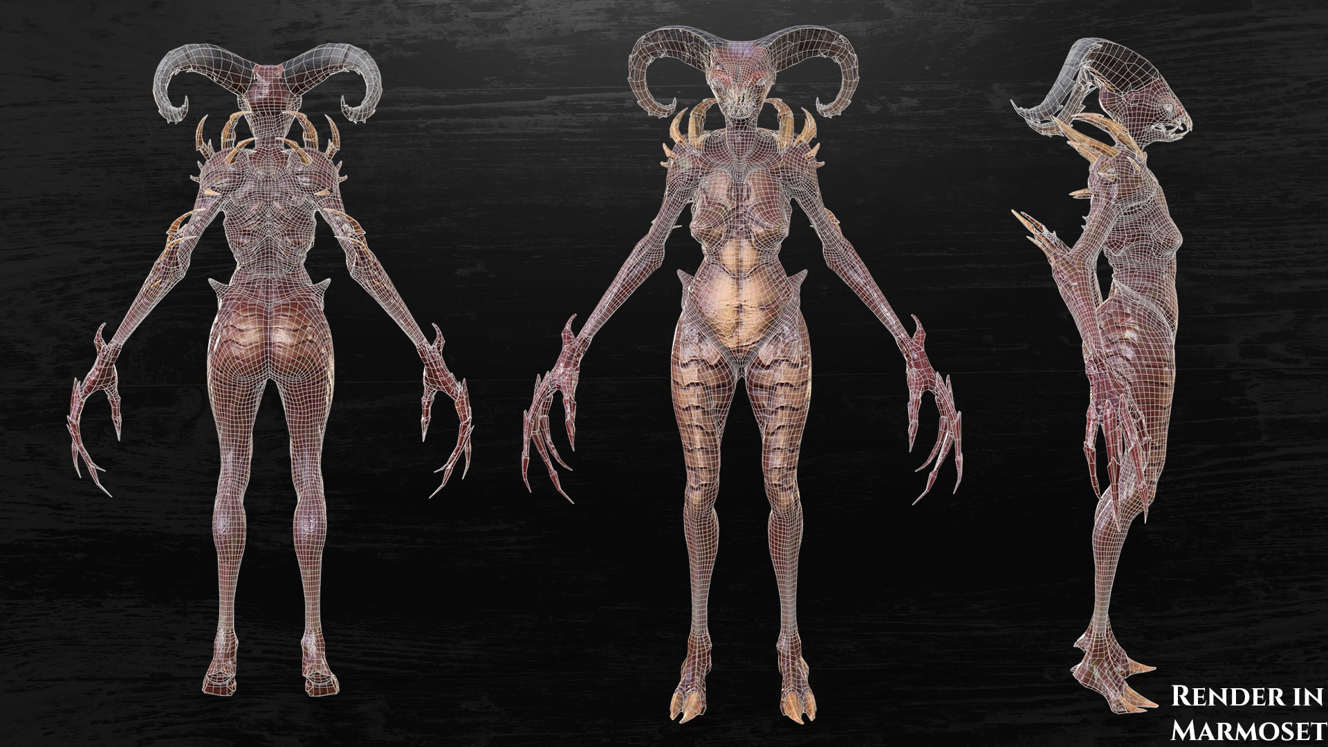 Demoness Alien - Game Ready Low-poly 3D model_11