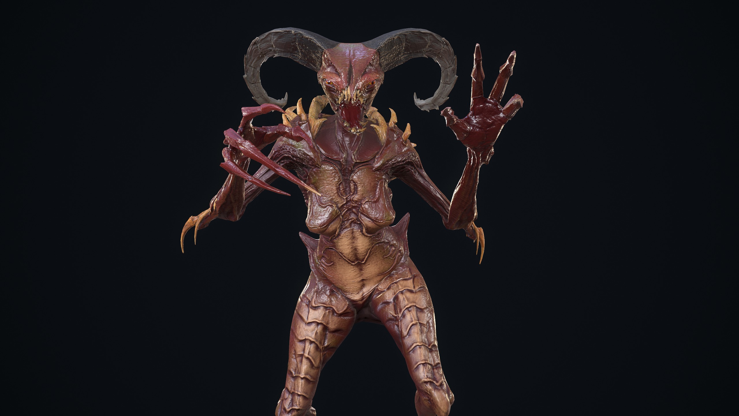 Demoness Alien - Game Ready Low-poly 3D model_10