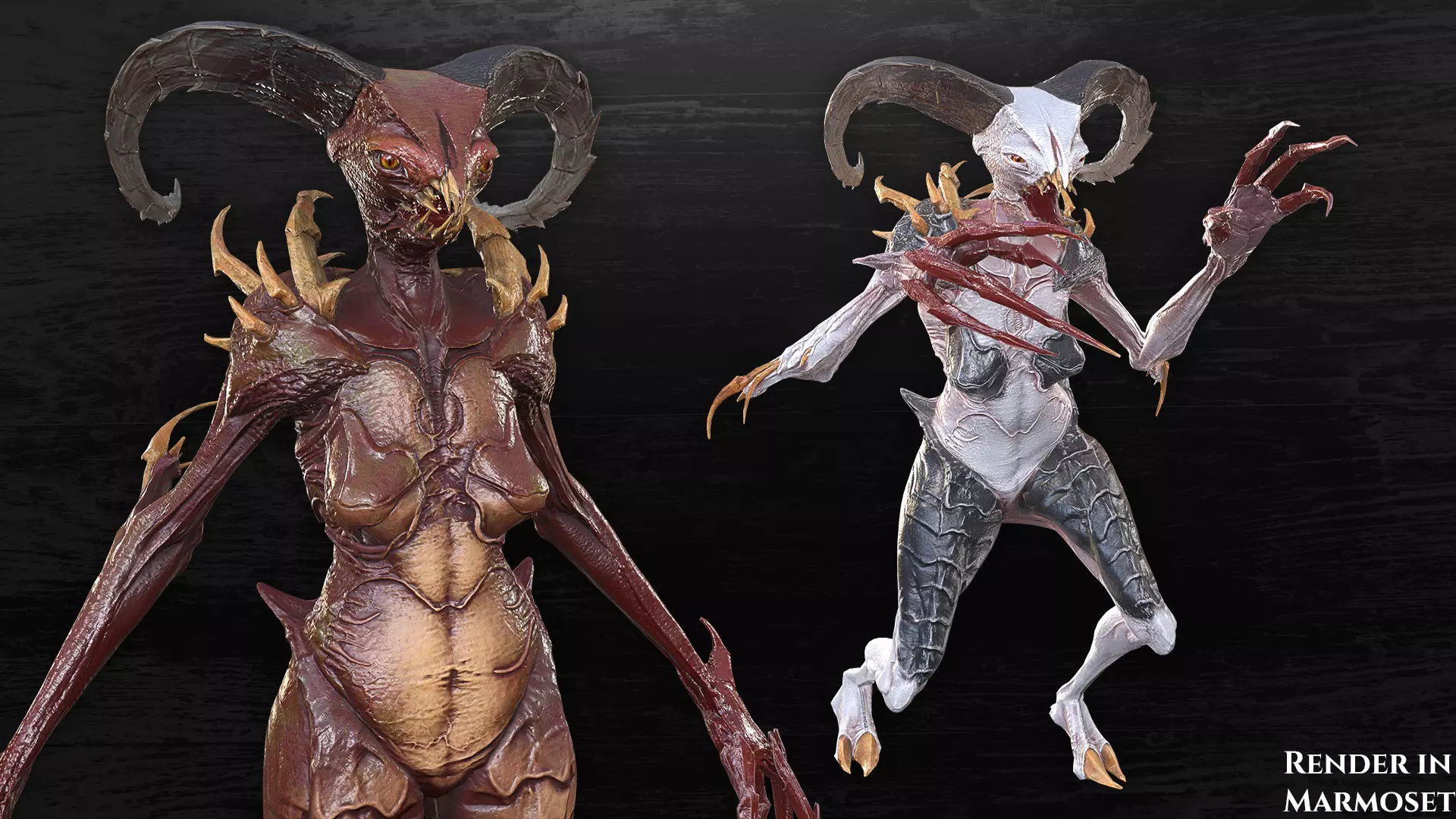 Demoness Alien - Game Ready Low-poly 3D model_0