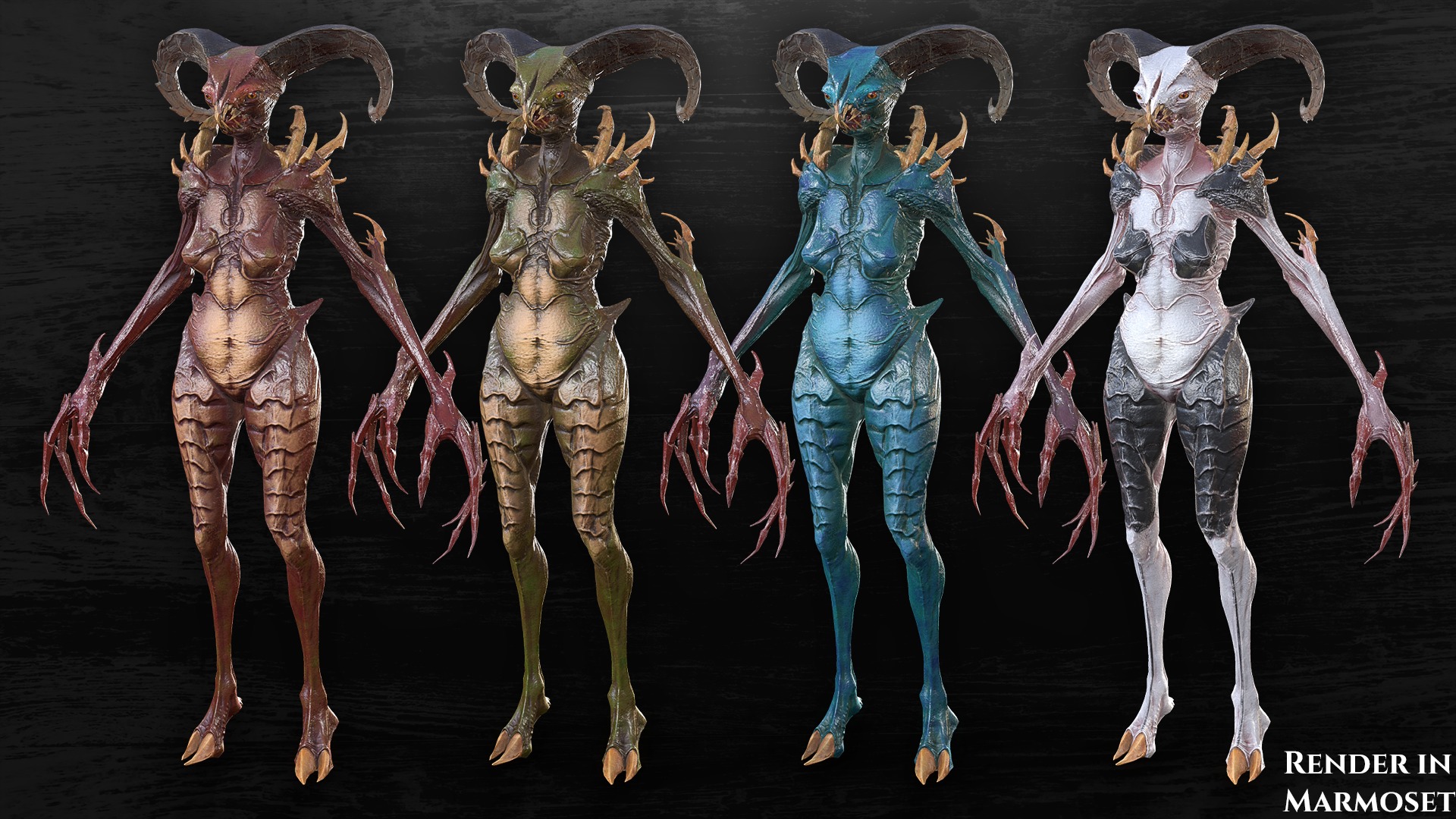 Demoness Alien - Game Ready Low-poly 3D model_2
