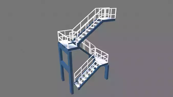 Stair Case Low-poly 3D model
