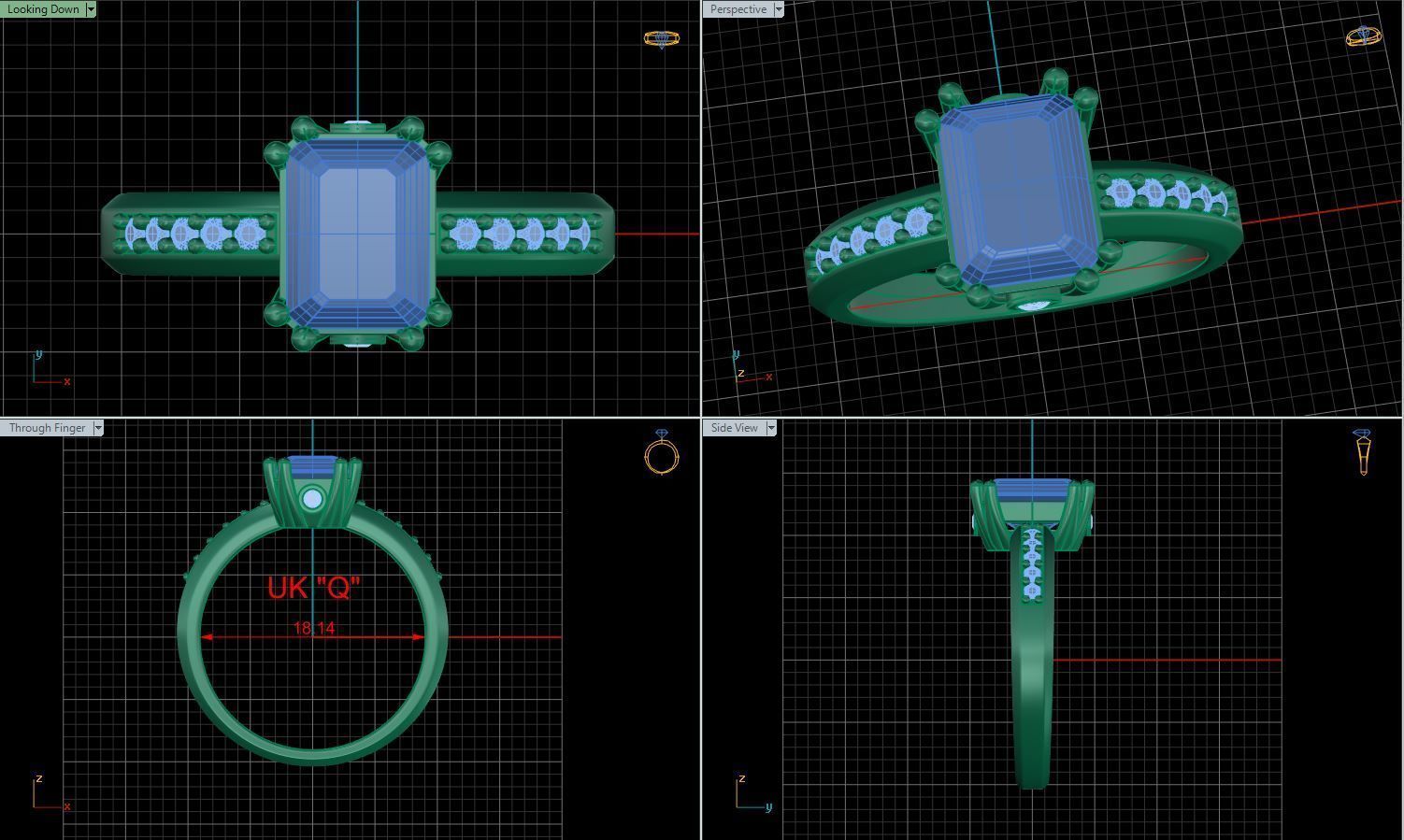 Emerald Cut Engagement Ring  3D print model_9