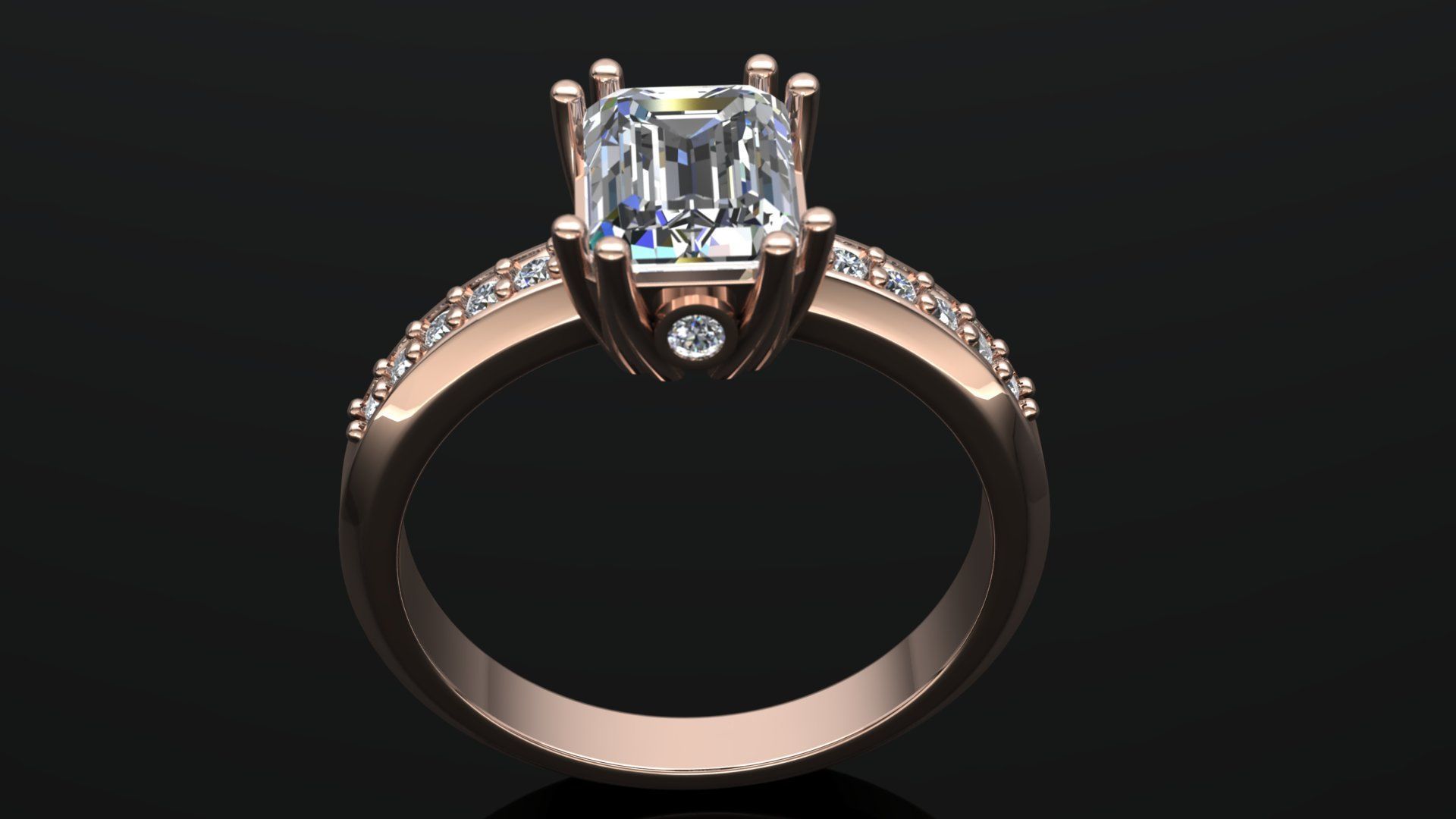 Emerald Cut Engagement Ring  3D print model_4