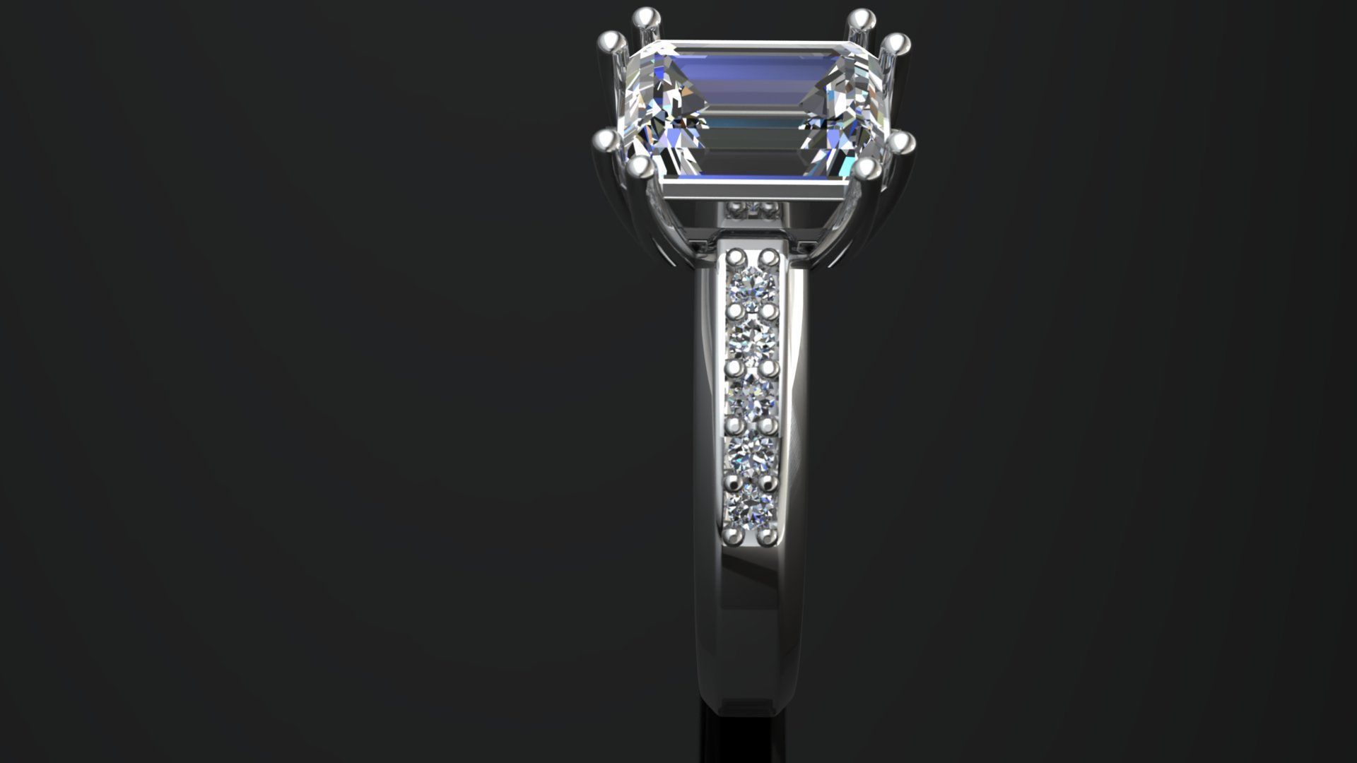 Emerald Cut Engagement Ring  3D print model_2