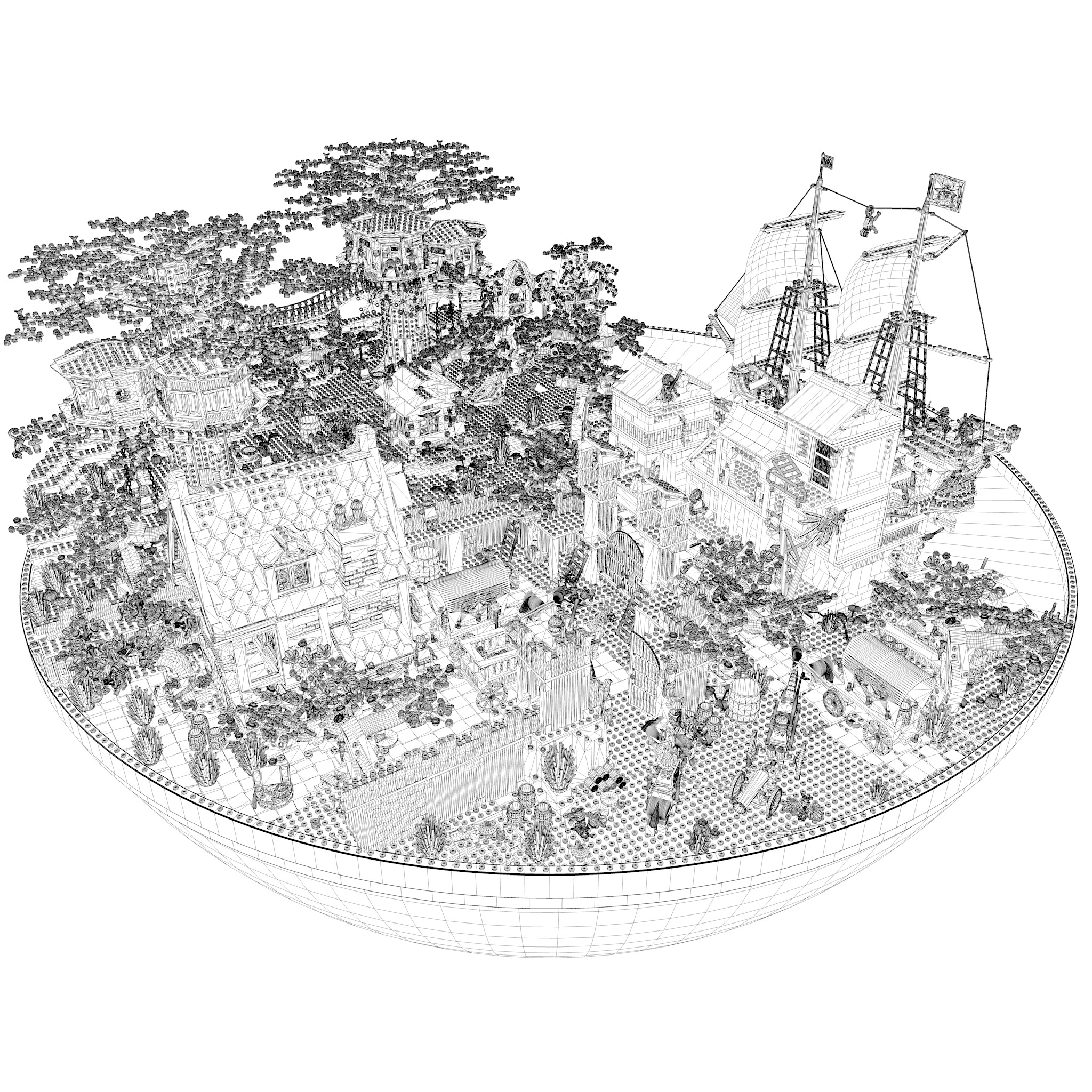 Lego island 3D model_4